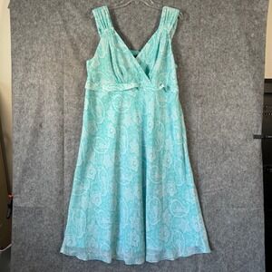 Y2K George Babydoll Fairy Midi Dress Womens 2X Chiffon Paisley‎ Feminine Blue